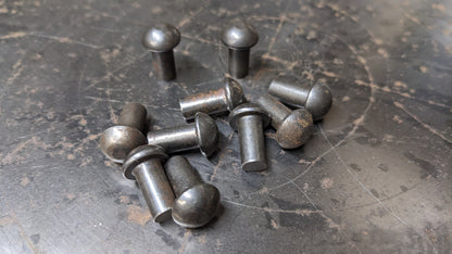 Ten 1/4" x 1/2" Round Button Head Rivets (Mild Steel)