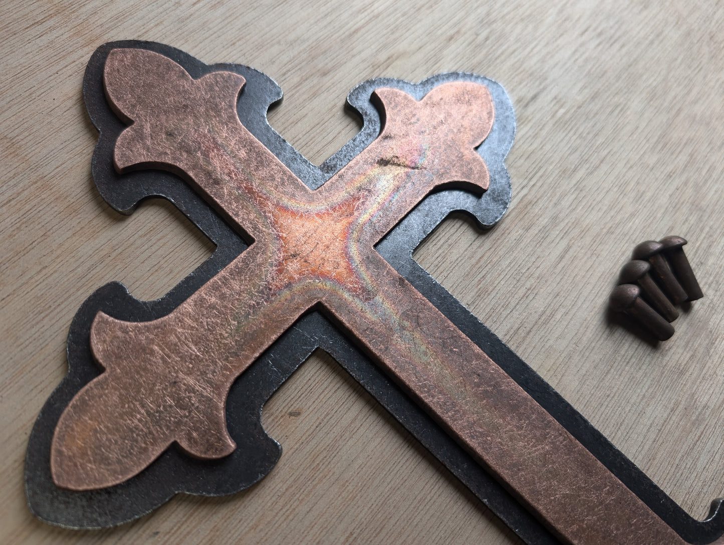 Copper & Steel Fleur de Lis Cross Layered Kit (10 gauge)