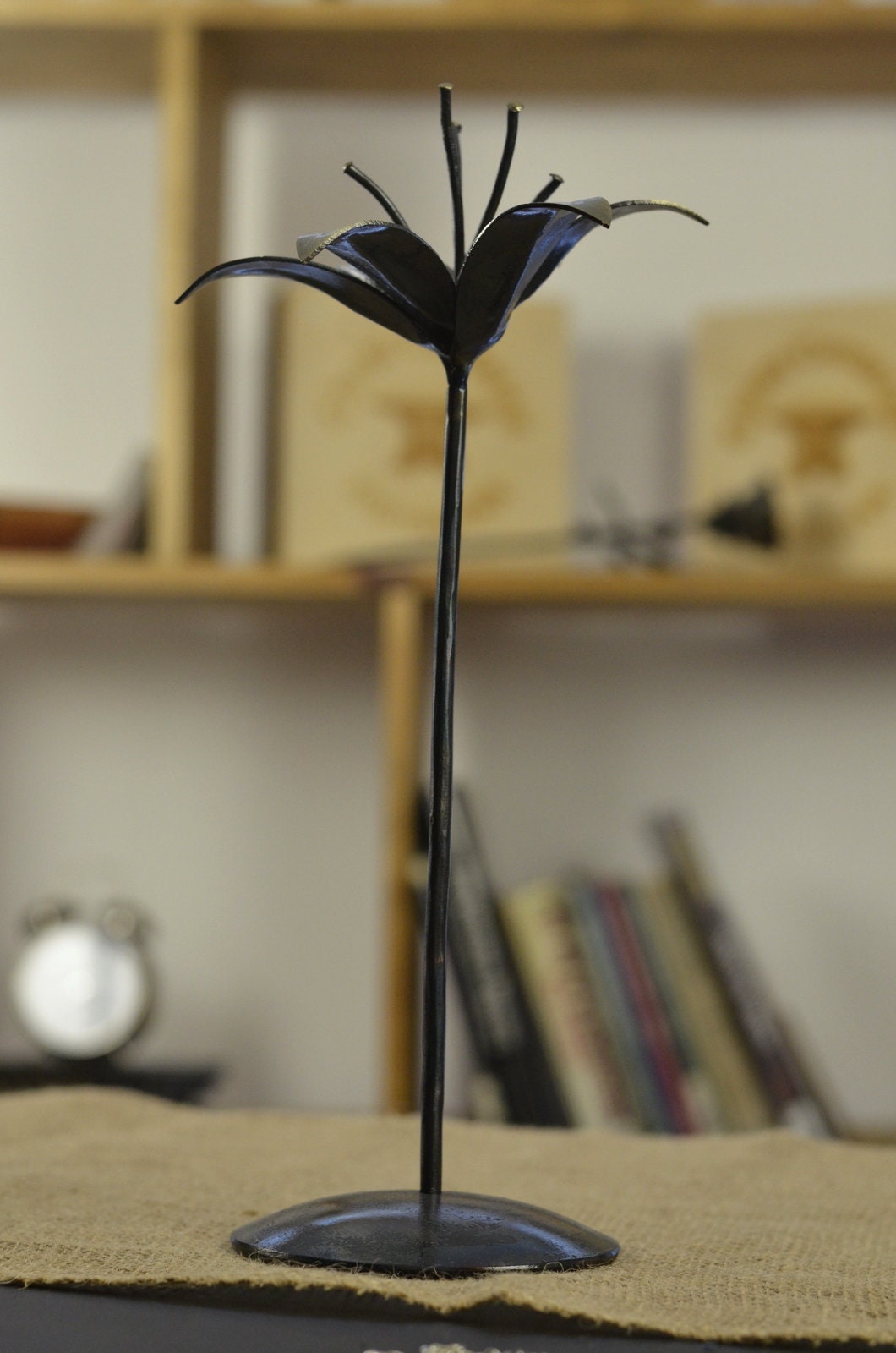 Metal Lily Art Sculpture *14" Metal Lily Blacksmith Made Sculpture * Anniversary Gift for Women * Garden and Home Decor