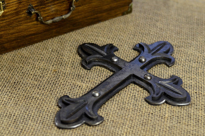 Metal Cross Wall Art // Cross Wall Decor // Iron Cross Wall Decor // Blacksmith Made Hand Forged Cross