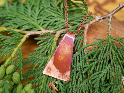 Earthy Pendant *Copper Necklace * Enamel Jewelry * Boho Jewelry *  Handmade Enamel Jewelry * Necklace for Men * Enameled Necklace * Copper