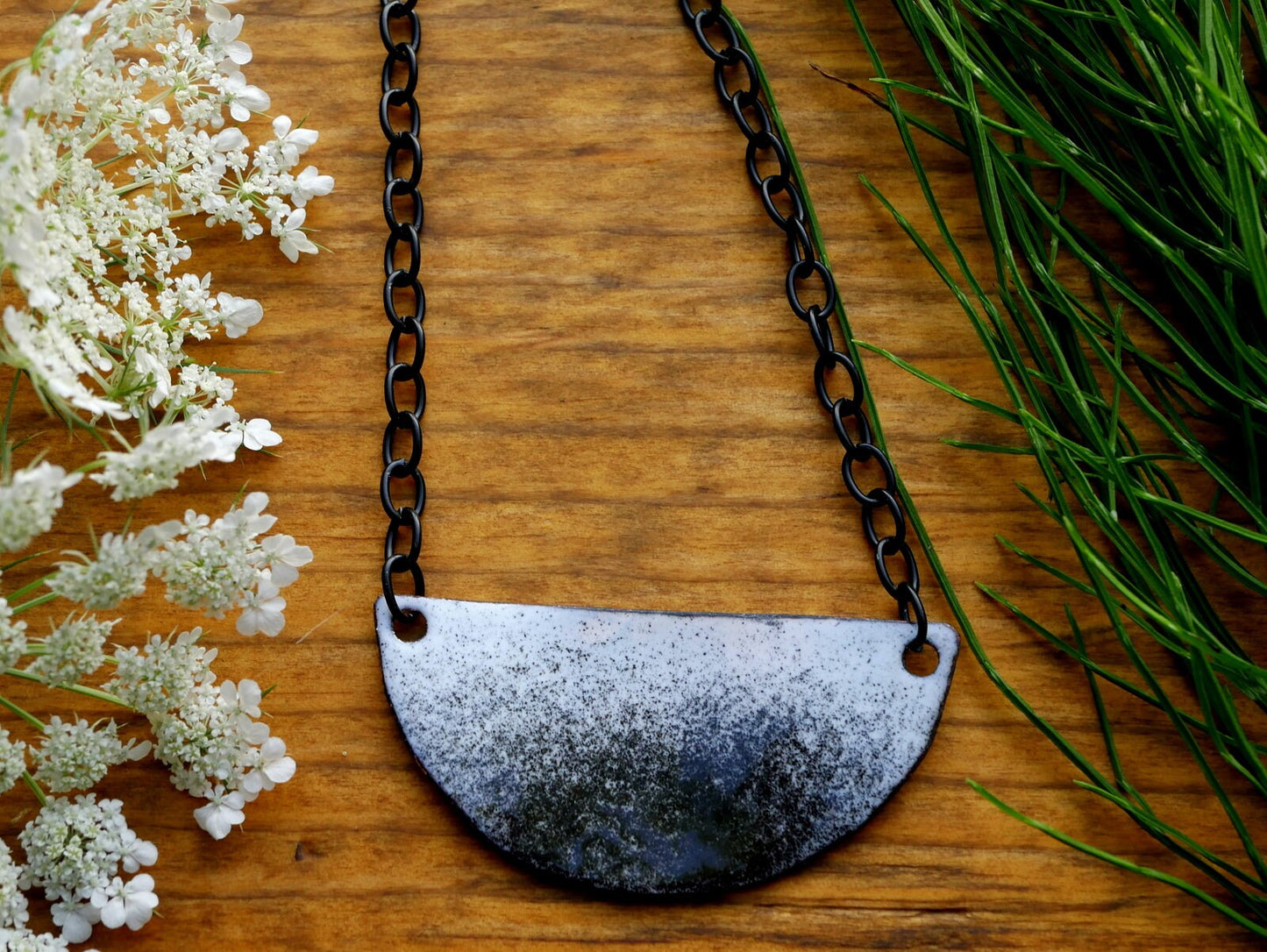 Black and White Necklace * Monochrome Jewelry *Layering Necklace * Half Circle Jewelry * Minimalist Jewelry *  Half Moon Necklace