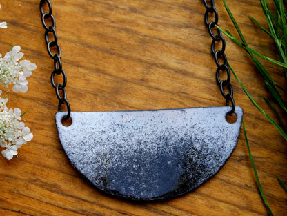 Black and White Necklace * Monochrome Jewelry *Layering Necklace * Half Circle Jewelry * Minimalist Jewelry *  Half Moon Necklace