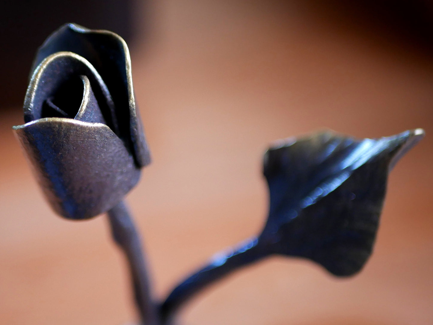 Metal Rose Sculpture * Forged Rose Art * Blacksmith Made * Metal Sculpture Flower * 7 Year Anniversary Gift for Him * Blacksmith Rose