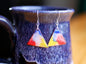 Primary Colors  Short Dangle Earrings Women * Copper Enamel Jewelry* Handmade Earrings * Unique Teacher Earrings *Watercolor Enameled Copper