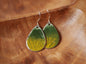 Hand Enameled Leaf Earrings * Green and Yellow Jungle Jewelry * Colorful Dangle Earrings * Spring Jewelry * Torch Fired Enamel * Leafy