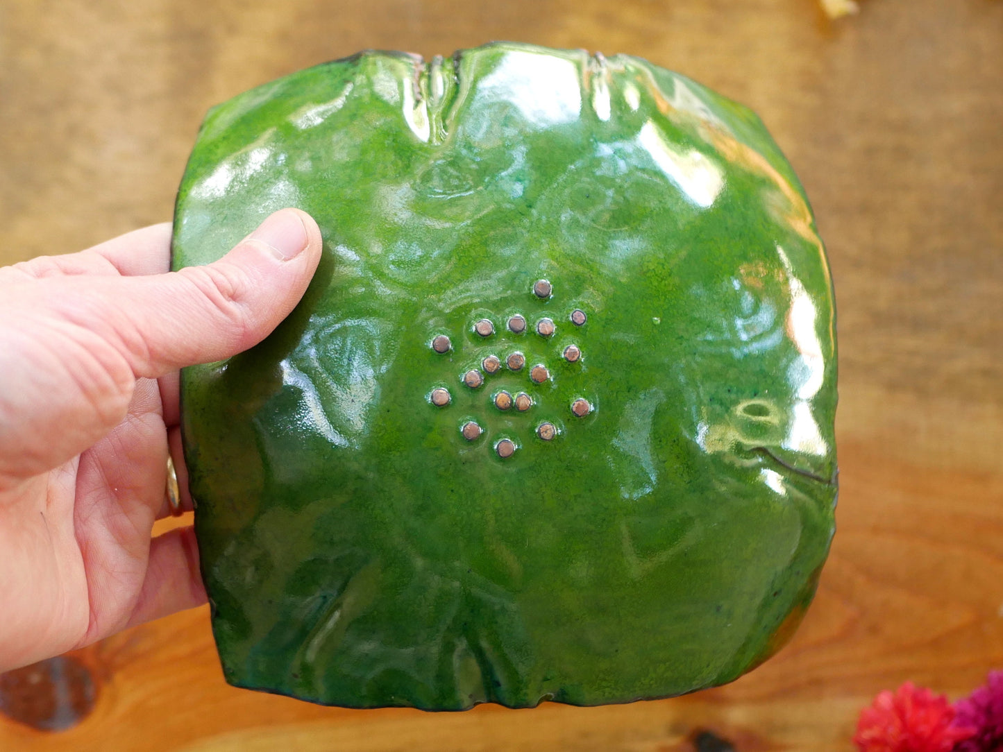 Leaf Themed Enamel Dish * Fall Bowl * Hammered Copper Dish  * Enameled Bowl * Fall Home Decor * Leaf Bowl * Colorful Handmade Bowl * Leaves