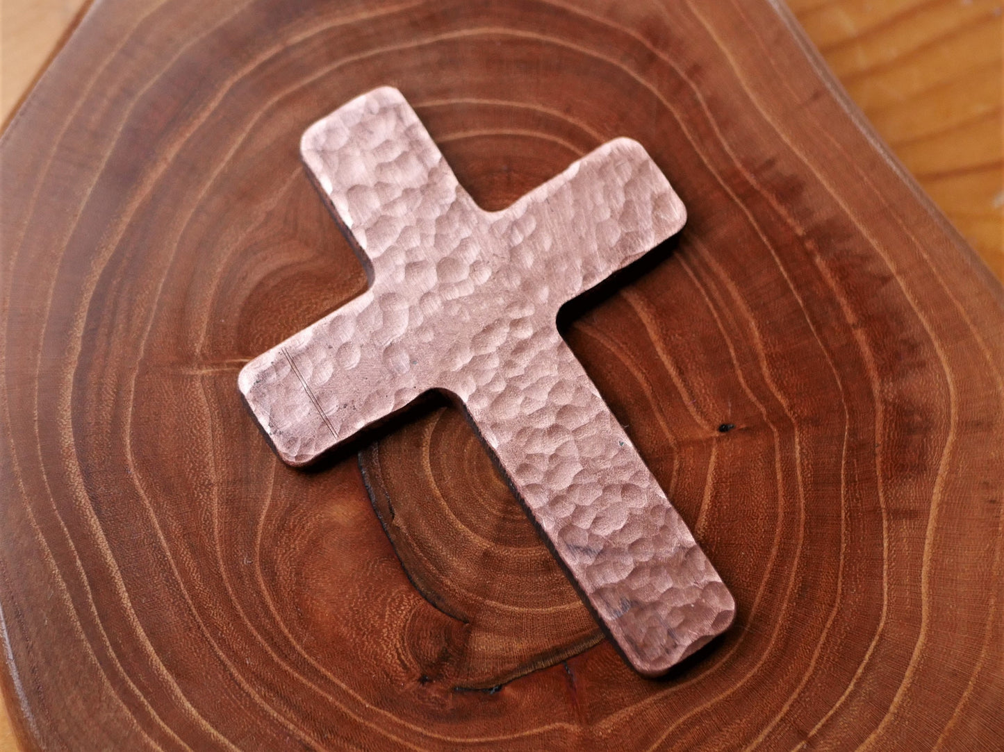 Hand Forged Copper Cross * Hammered Pocket Cross * Small Cross * Personalized Cross with Bible Verse * Christian Gift for Men or Women