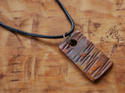 Rainbow Copper Necklace Pendant * Copper 7th Anniversary Gift *  Hand Forged Necklace Pendant * 7 Year Anniversary Gift for Him* Hammered