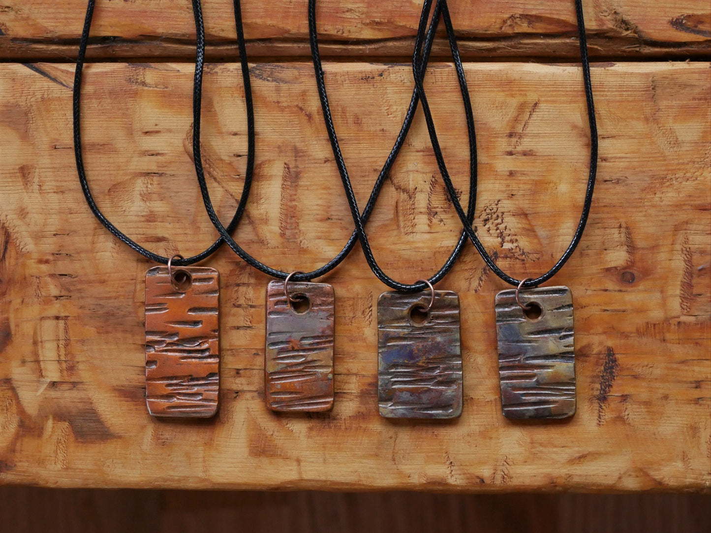 Rainbow Copper Necklace Pendant * Copper 7th Anniversary Gift *  Hand Forged Necklace Pendant * 7 Year Anniversary Gift for Him* Hammered