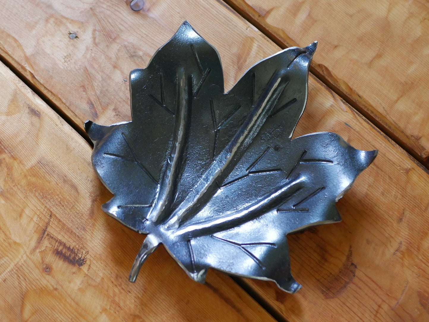 Hand Forged Maple Leaf Bowl * Blacksmith Made Leaf Spoon Rest * Maple Leaf Decor * Hammered Bowl * Handcrafted Steel Dish