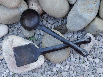 Hand Forged Steel Ladle and Spatula Set * Blacksmith Made Utensil Set * Hand Forged Kitchen Utensils *  BBQ Spoon and Spatula