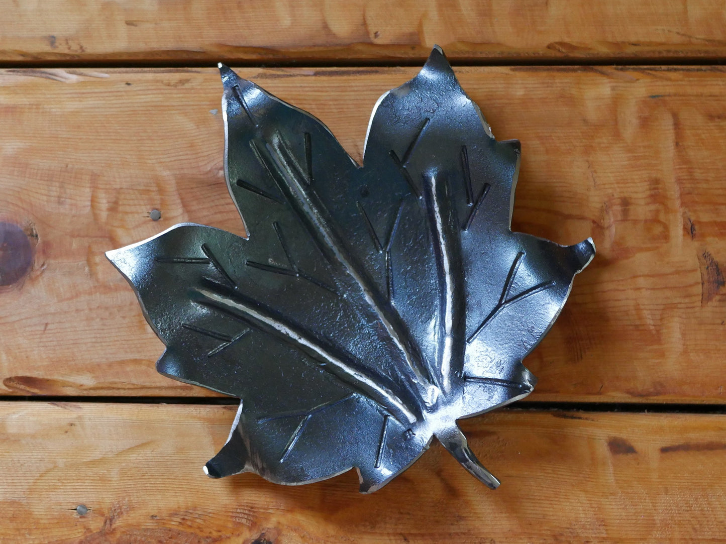 Hand Forged Maple Leaf Bowl * Blacksmith Made Leaf Spoon Rest * Maple Leaf Decor * Hammered Bowl * Handcrafted Steel Dish