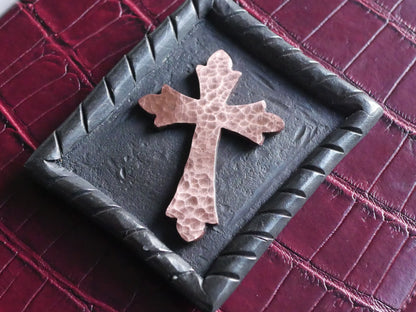 Hand Forged Fancy Copper Cross * Hammered Pocket Cross * Small Cross * Personalized Cross with Bible Verse * Christian Gift Men Women