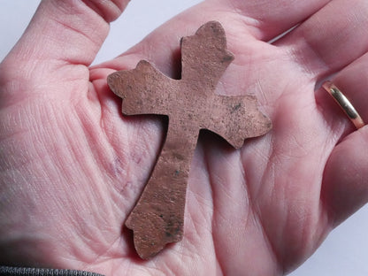 Hand Forged Fancy Copper Cross * Hammered Pocket Cross * Small Cross * Personalized Cross with Bible Verse * Christian Gift Men Women