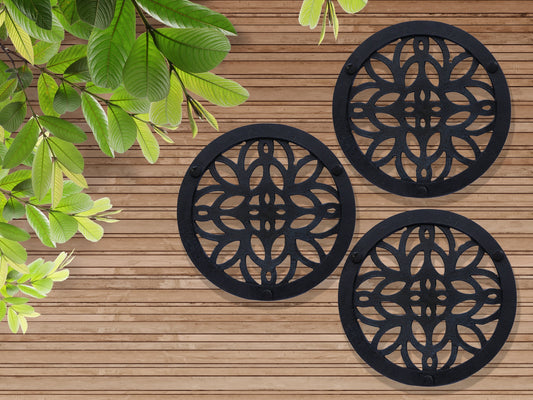 Leaf Trivet Set of 3 * Metal Trivets for Hot Dishes * Black Trivet for Hot Pan * Hot Plate Holders * Iron Pot Stand * Hot Pot Holder