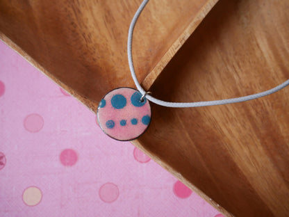 Dots Necklace* Bubble Pendant * Polka Dot Necklace * Dog Tag Necklace * Handmade Pendant * Earthy Jewelry * One of a Kind Necklace Enameled