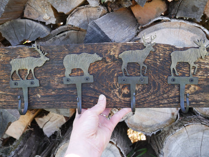 Woodland Animals Wall Coat Rack *Primitive Metal Coat Rack * Blacksmith Made Hand Forged * Gift for Dad * Gift For Him