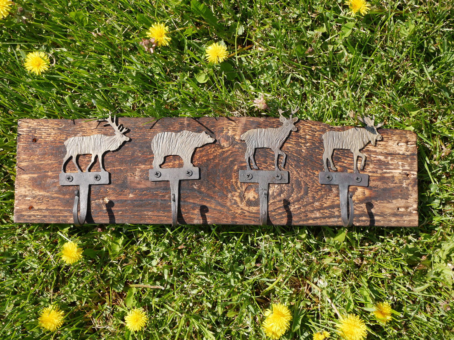 Woodland Animals Wall Coat Rack *Primitive Metal Coat Rack * Blacksmith Made Hand Forged * Gift for Dad * Gift For Him