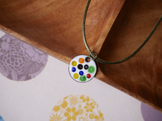 Dots Necklace* Bubble Pendant * Polka Dot Necklace * Dog Tag Necklace * Handmade Pendant * Colorful Jewelry * One of a Kind Necklace Enamel