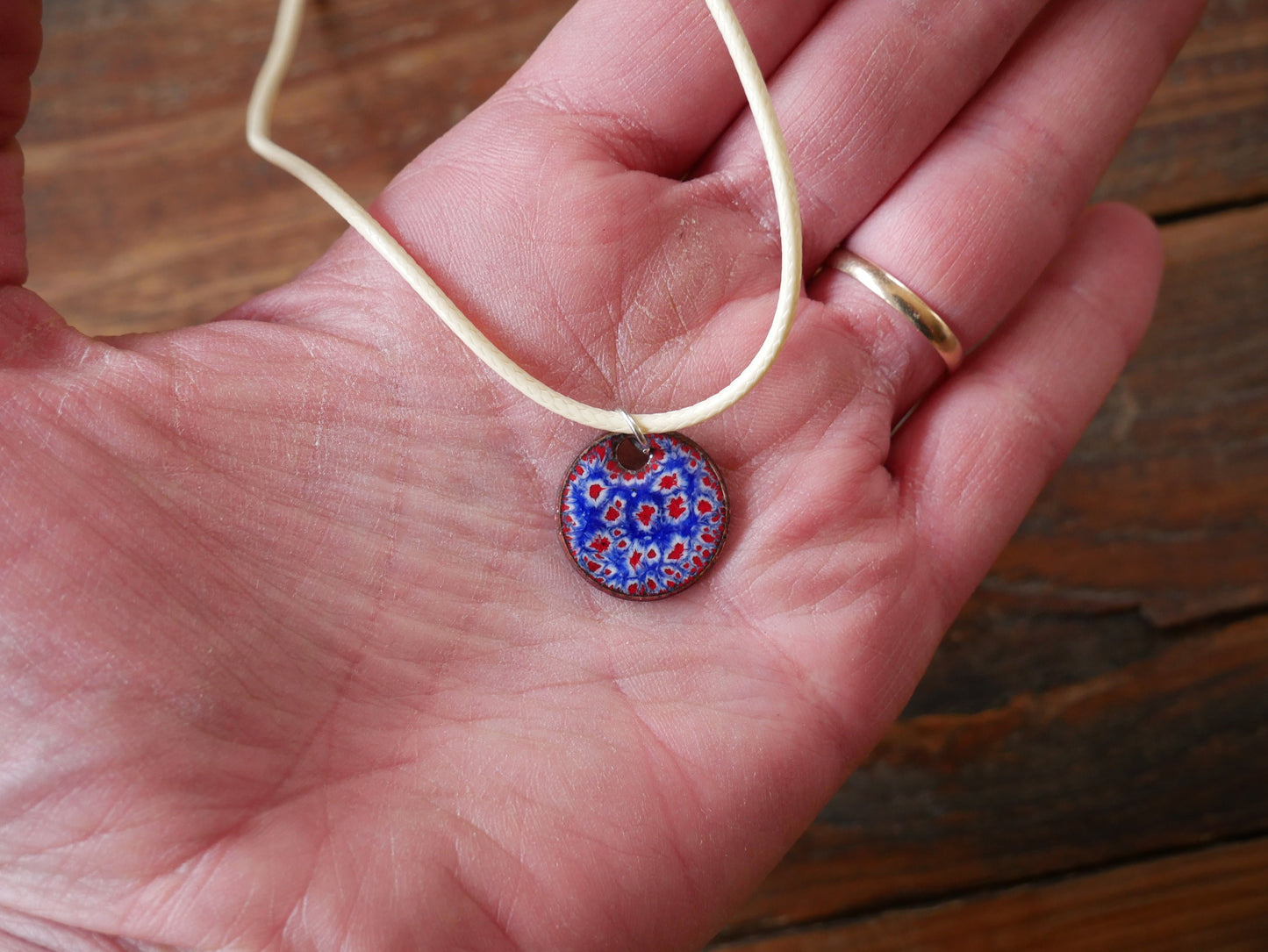 Red White & Blue Short Dangle Earrings Women * Copper Enamel Jewelry *Handmade Earrings *Round Earrings *Circle Jewelry * 4th of July