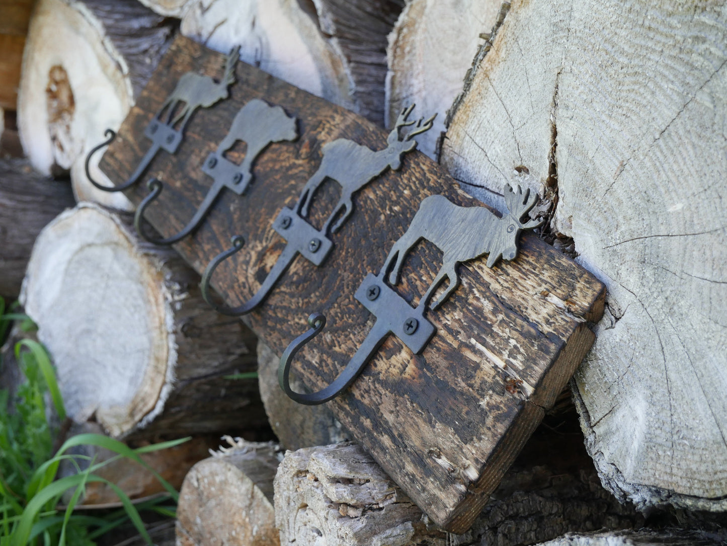 Woodland Animals Wall Coat Rack *Primitive Metal Coat Rack * Blacksmith Made Hand Forged * Gift for Dad * Gift For Him