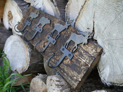 Woodland Animals Wall Coat Rack *Primitive Metal Coat Rack * Blacksmith Made Hand Forged * Gift for Dad * Gift For Him