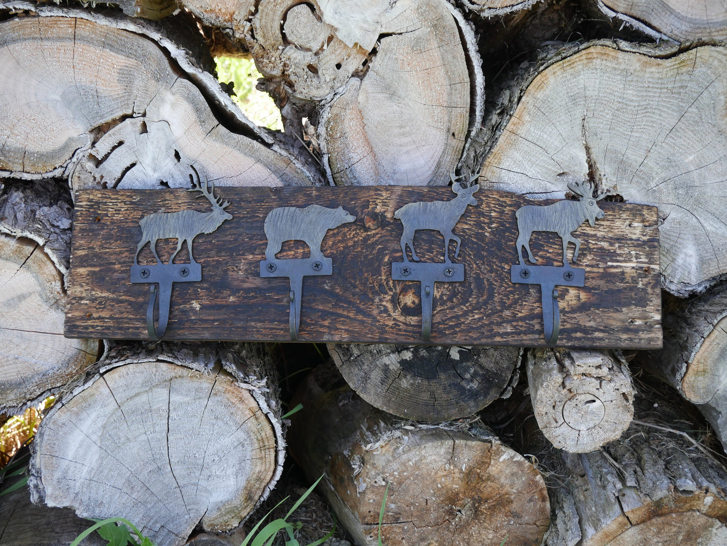 Woodland Animals Wall Coat Rack *Primitive Metal Coat Rack * Blacksmith Made Hand Forged * Gift for Dad * Gift For Him