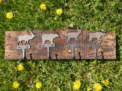 Woodland Animals Wall Coat Rack *Primitive Metal Coat Rack * Blacksmith Made Hand Forged * Gift for Dad * Gift For Him