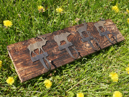 Woodland Animals Wall Coat Rack *Primitive Metal Coat Rack * Blacksmith Made Hand Forged * Gift for Dad * Gift For Him