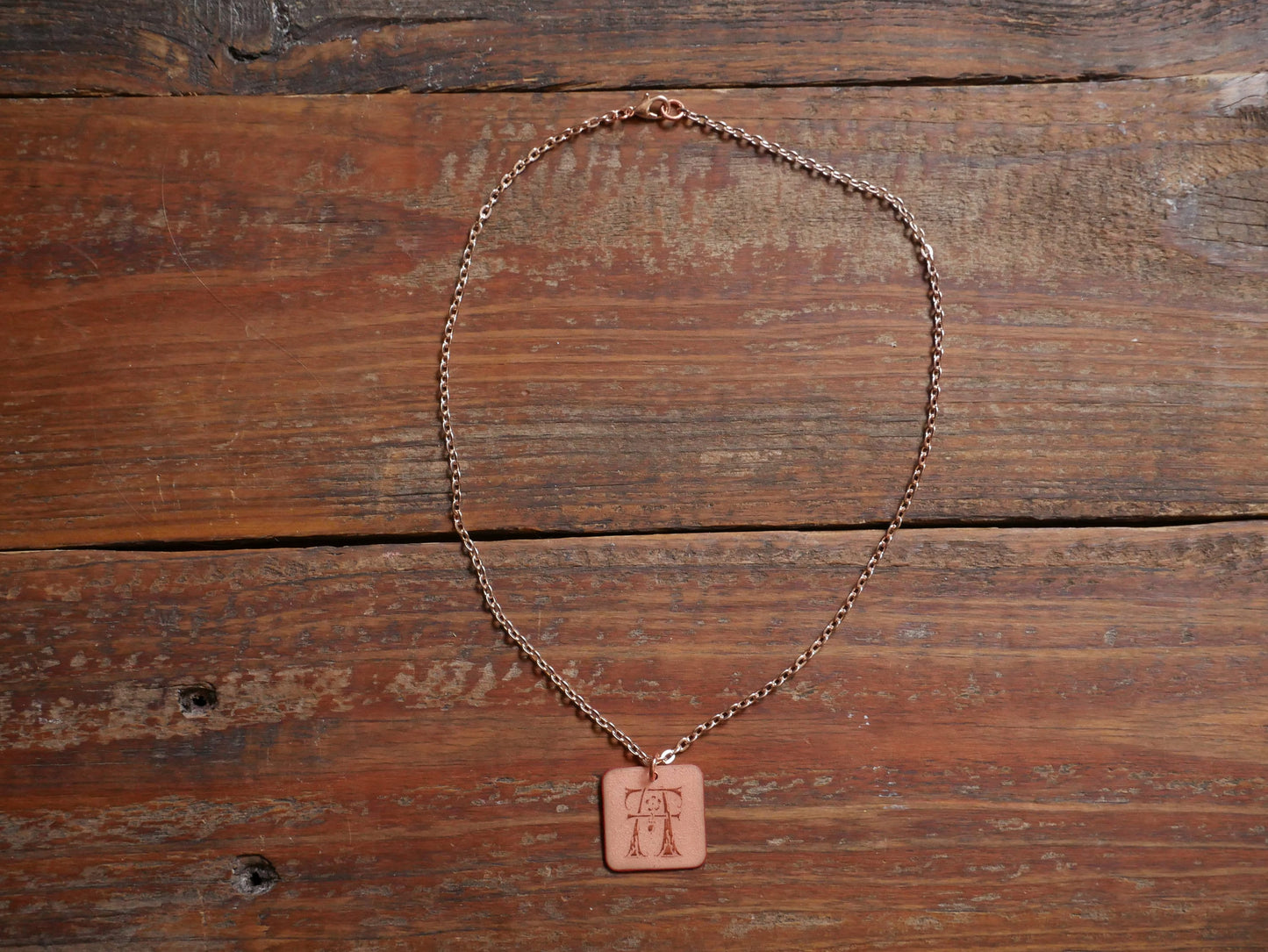 Letter A Necklace * Small Square Necklace *Initial Necklace for Women *Dainty Necklace *Initial Necklace for Mom *Copper Jewelry Gift