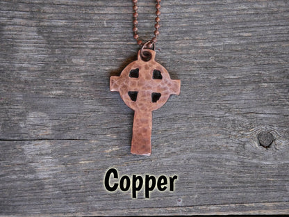 Hand Forged Celtic Cross * Hammered Cross Pendant * Christian Gift for Men or Women * Forged Cross Necklace * Handmade Copper Necklace