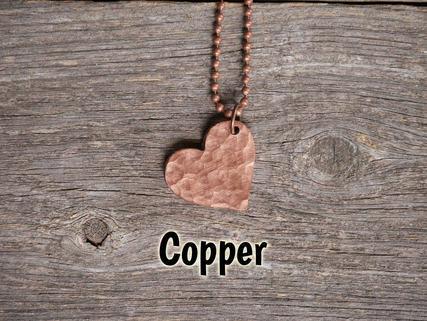 Hammered Heart Necklace * Copper Brass Steel Heart Pendant* Gift for Her * Copper Anniversary *Brass Anniversary * Steel Anniversary for Him