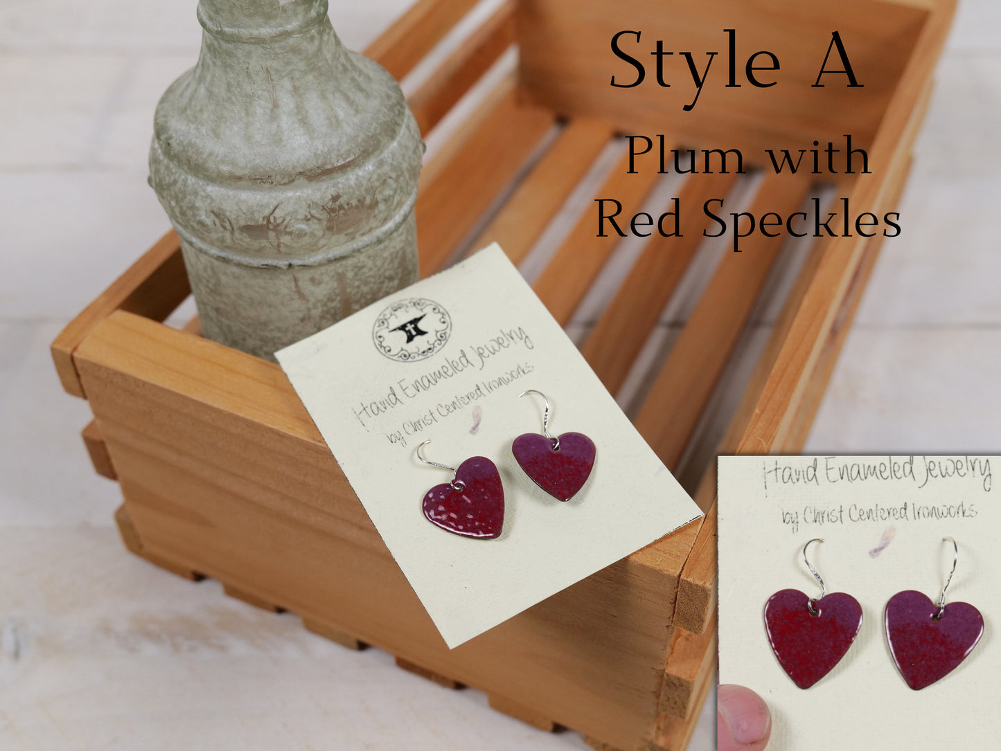 Red Heart Earrings for Women * Copper Enamel Jewelry *Handmade Earrings *Heart Shaped Earrings * Love Jewelry * Valentines Day Gift