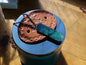 Hand Enameled Necklace * Blue Green Aqua Color * Textured Copper Pendant with Enamel * Jewelry Hand Crafted Unique