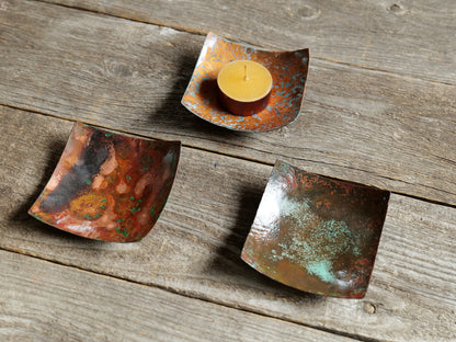 Copper Dish * Hammered Copper Bowl * Anniversary Copper Gift * 7th Anniversary Gift * Gift for Him * Tealight Candle Holder * Candle Dish