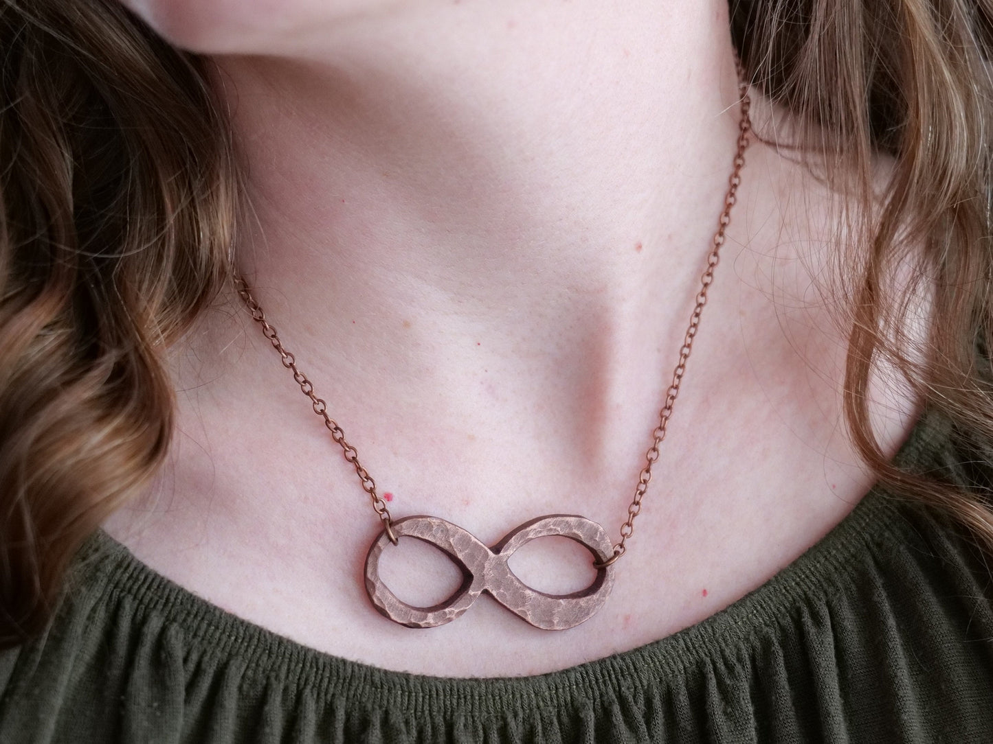 Hammered Infinity Necklaces for Women * Copper Infinity Pendant Necklace* Gift for Her * Copper Anniversary Gift * Anniversary for Her