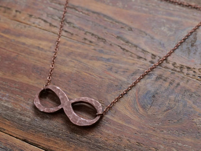 Hammered Infinity Necklaces for Women * Copper Infinity Pendant Necklace* Gift for Her * Copper Anniversary Gift * Anniversary for Her