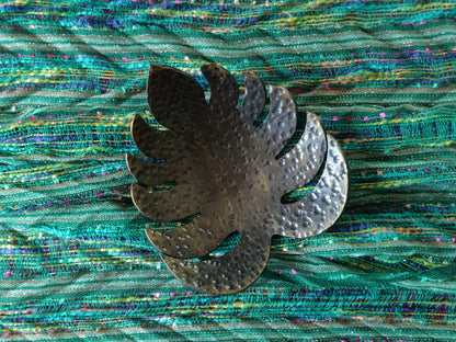 Hammered Monstera Leaf Steel Bowl * Boho Gifts * Hand Forged Metal Bowl Blacksmith Made Hammered Dish Gift for Men Steel Gifts for Her