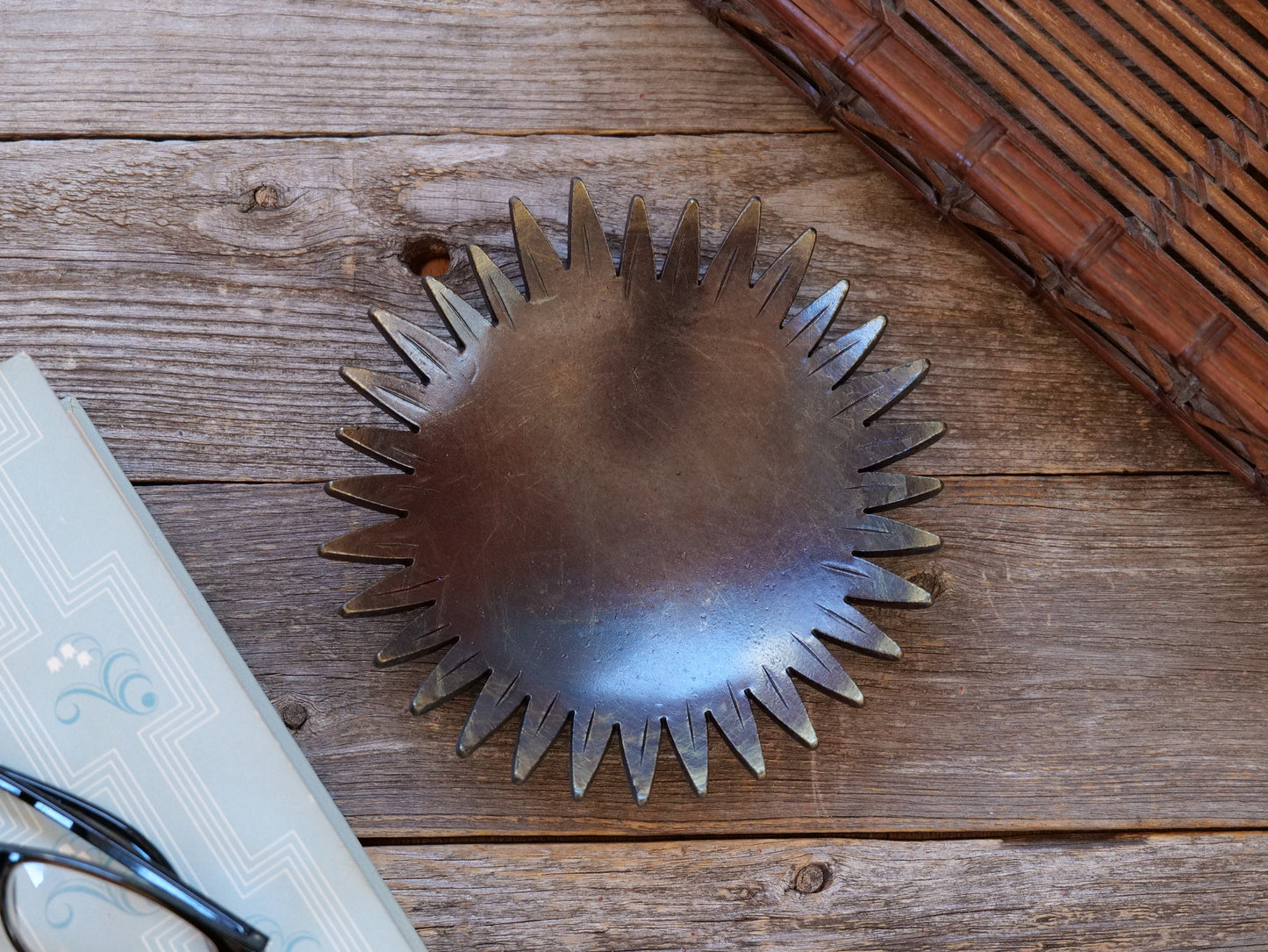 Hammered SUN Steel Bowl * Modern Gifts * Hand Forged Metal Bowl Blacksmith Made Hammered Dish Gift for Men Steel Gifts for Her