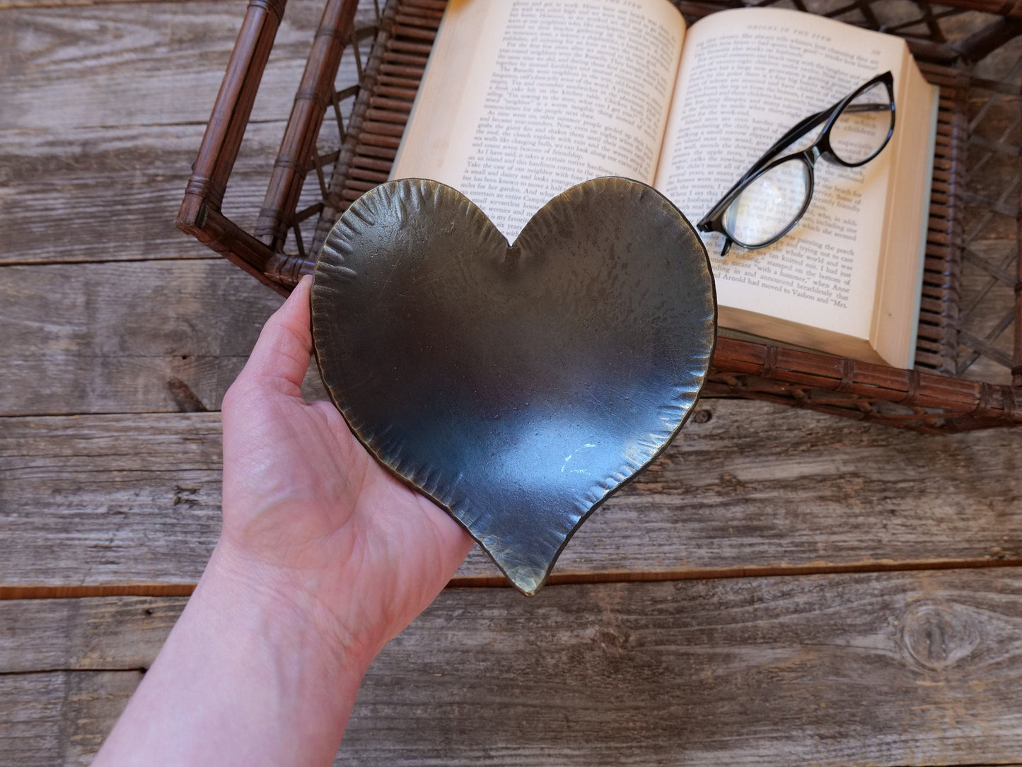 Hammered Heart Steel Bowl * Redbud Leaf Gifts * Hand Forged Metal Bowl Blacksmith Made Hammered Dish Gift for Men Steel Gifts for Her