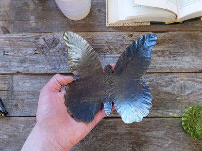 Hammered Butterfly Steel Bowl * Butterfly Decorations * Hand Forged Metal Bowl Blacksmith Made Hammered Dish Gift for Her Steel Gifts Girl