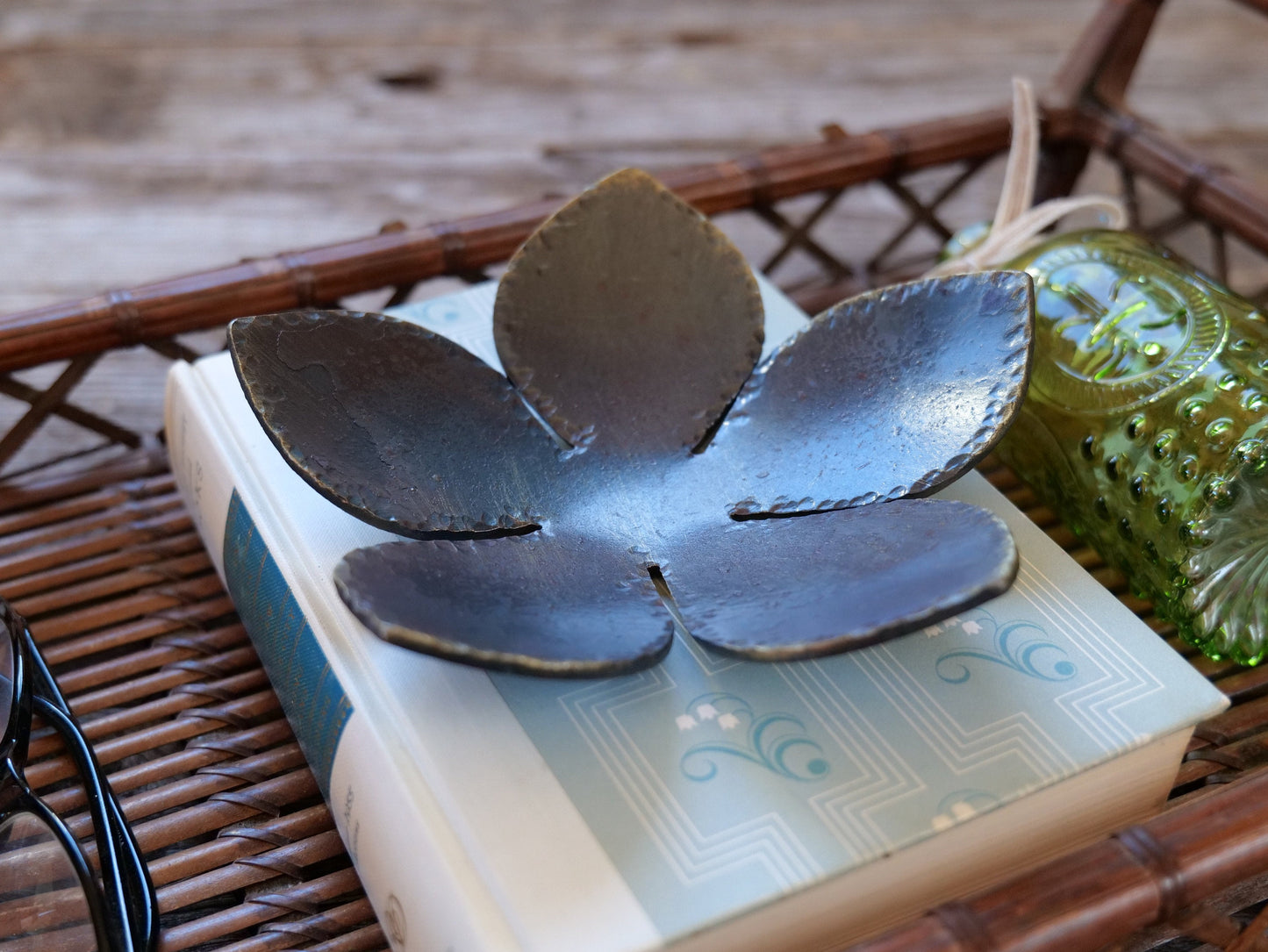 Hammered Flower Steel Bowl * Flower Decor Gifts * Hand Forged Metal Bowl Blacksmith Made Hammered Dish Gift for Mom Steel Gifts for Her