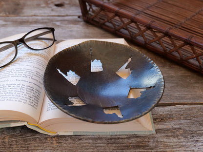 Hammered Lighthouse Steel Bowl *Lighthouse Decor * Hand Forged Metal Bowl Blacksmith Made Hammered Dish Gift for Her Steel Gifts Him