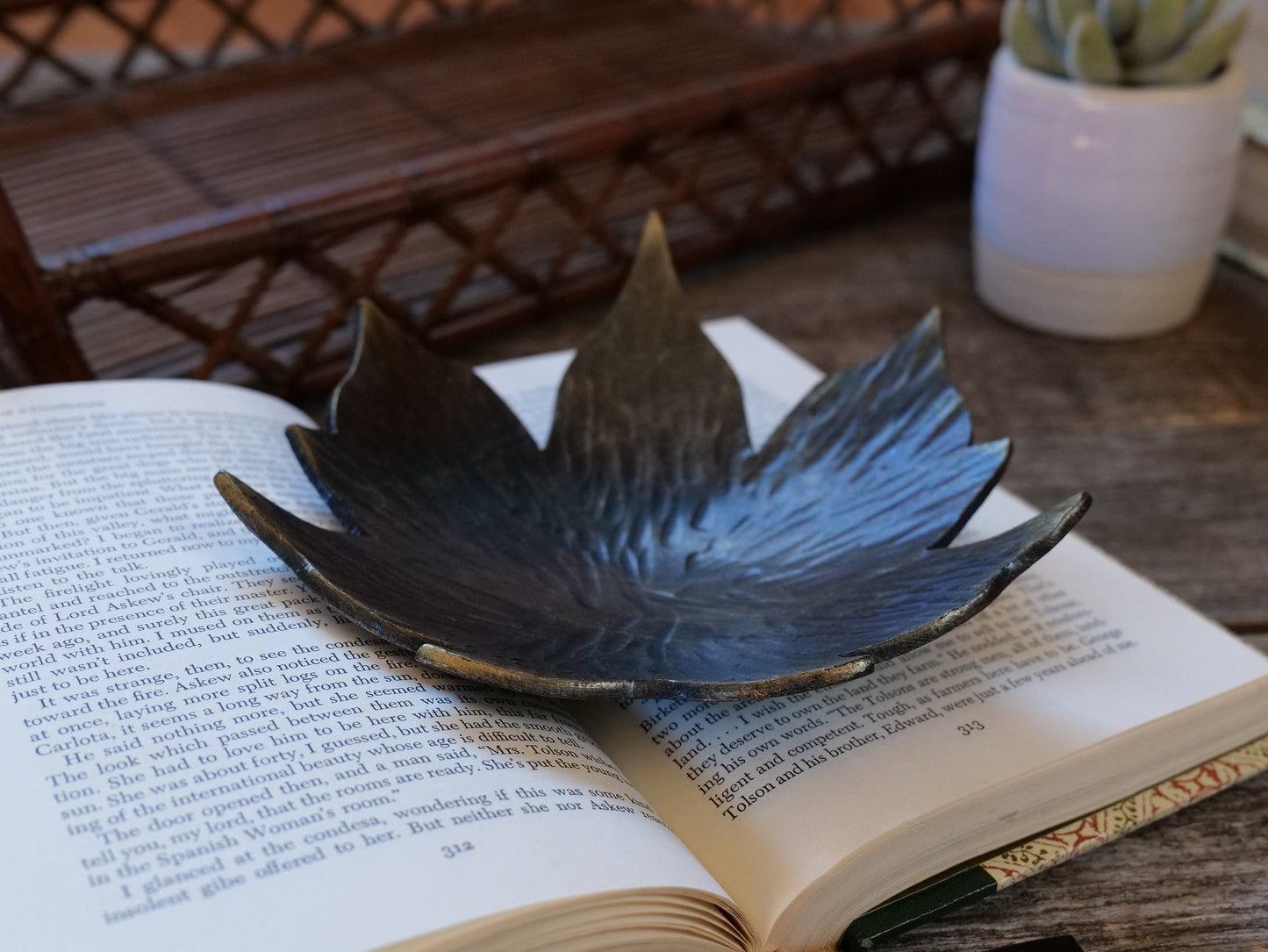 Hand Forged Maple Leaf Bowl * Blacksmith Made Leaf Spoon Rest * Maple Leaf Decor * Hammered Bowl * Handcrafted Steel Dish