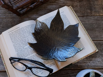 Hand Forged Maple Leaf Bowl * Blacksmith Made Leaf Spoon Rest * Maple Leaf Decor * Hammered Bowl * Handcrafted Steel Dish