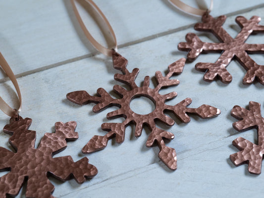 Hand Forged Copper Snowflake Ornament * Christmas Decor * Winter Gifts * Handmade Christmas Ornament * Snow Gifts * Wintery Ornament Gift