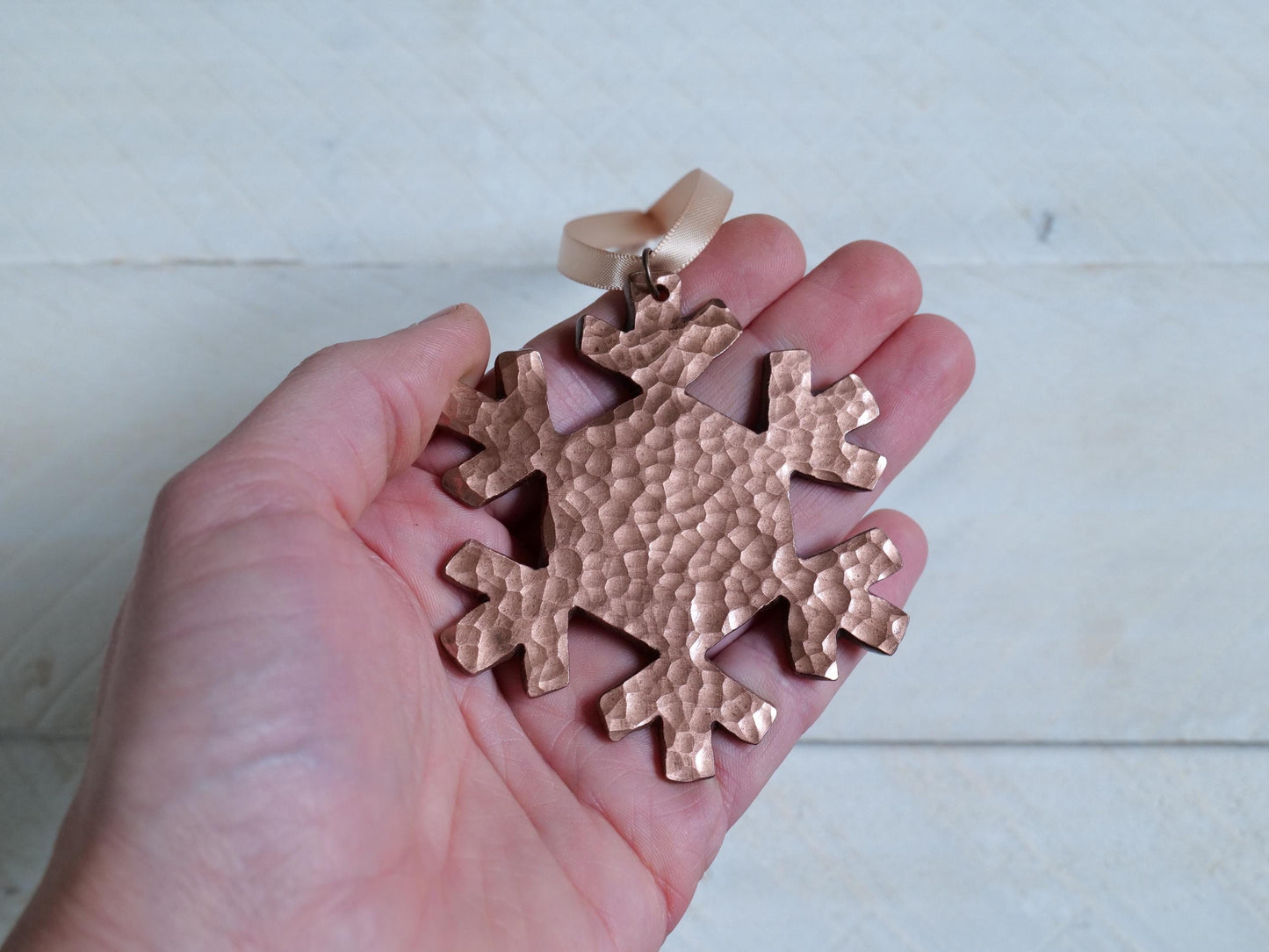 Hand Forged Copper Snowflake Ornament * Christmas Decor * Winter Gifts * Handmade Christmas Ornament * Snow Gifts * Wintery Ornament Gift