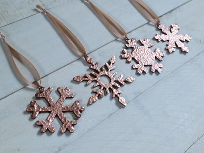 Hand Forged Copper Snowflake Ornament * Christmas Decor * Winter Gifts * Handmade Christmas Ornament * Snow Gifts * Wintery Ornament Gift