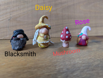 Garden Gnomes for Fairy Garden * Polymer Clay Gnome Figurine * Miniature Gnome * Mini Tiny Terrarium Figure * Mr. & Mrs. Gnomes